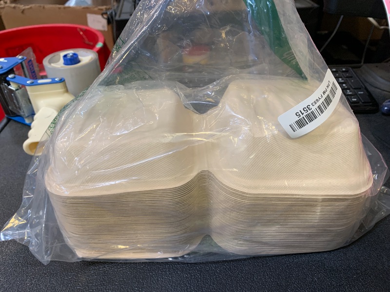 Photo 1 of [50 COUNT]Harvest Pack 6 X 6" Compostable Clamshell Take Out Food Containers, PFAS FREE Square To go Containers with Lids, Heavy-Duty Disposable Bagasse Bento Cake Box, Eco-Friendly Sugarcane Fibers