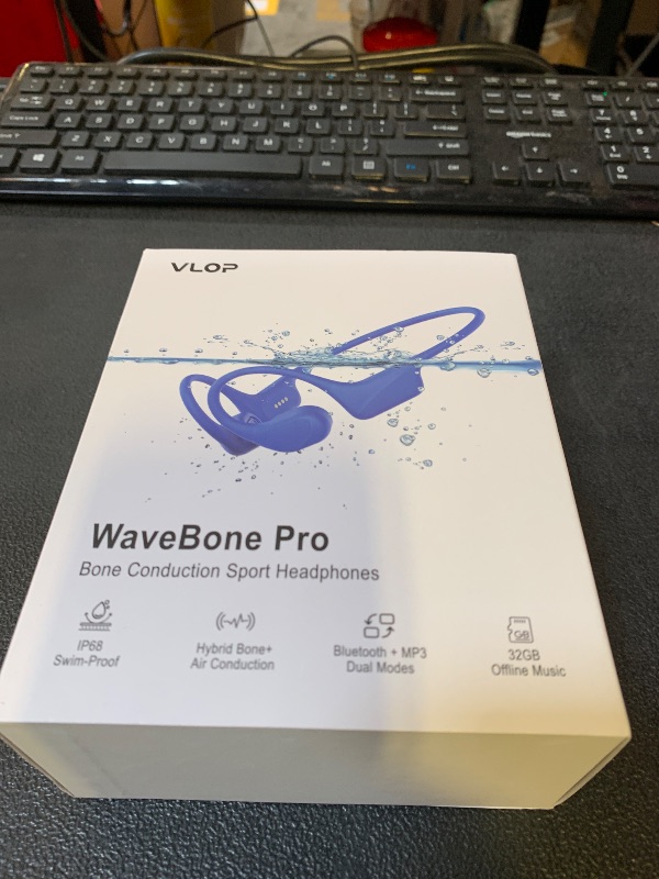 Photo 1 of VLOP Bone Conduction Swimming Headphones - IP68 Waterproof, Open-Ear MP3 Headphones with 32GB Memory, Bluetooth 6.0 Wireless Sport Headset for Running & Cycling, 8H Playtime(Blue, Standard)