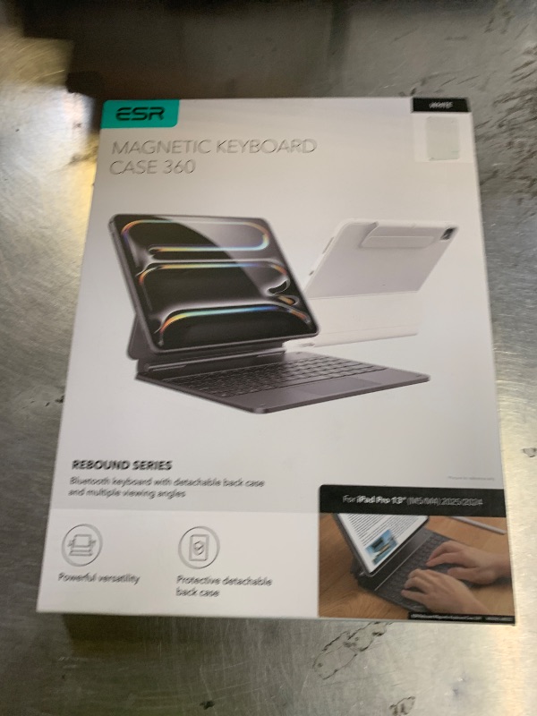 Photo 1 of [Upgraded] ESR iPad Pro 13 Inch Case with Keyboard (M5/M4, 2025/2024), iPad Pro 13 Keyboard Case with Magnetic Stand, Portrait/Raised Modes for iPad Pro 13, Removable, Rebound 360 Series,White