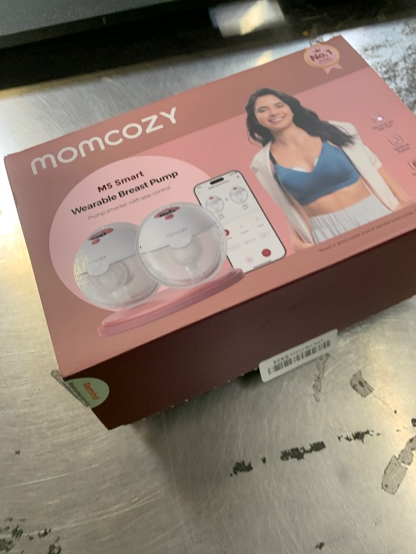 Photo 1 of Momcozy M5 Smart APP Controlled Wearable Breast Pump, Hands-Free Wireless Electric Pump, 3 Modes 9 Suction Levels, BPA-Free, Portable Lightweight, 24mm Flange, 2-Pack Quill Gray