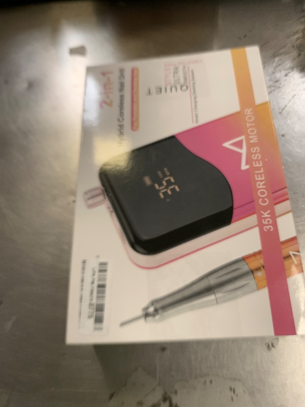 Photo 1 of M Mase- Professional Nail Drill Machine - Coreless 2-in-1 Nail File - Electric, Cordless, 35000 RPM, HD Display - Electric Nail Drill for Professional & Home Use (Pink Gold)