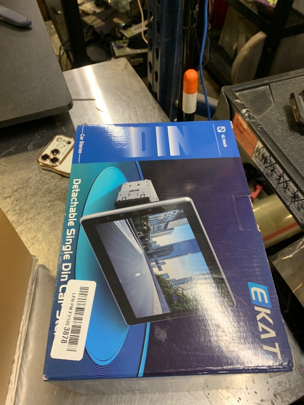 Photo 1 of 10.1 inch Single Din Car Stereo with CarPlay and Android Auto, 10 inch Touch Screen Radio with Mirror Link/1080P/EQ Audio/SWC/Bluetooth +Backup Camera+MIC