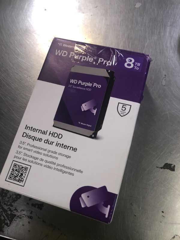Photo 1 of Western Digital 8TB WD Purple Pro Surveillance Internal Hard Drive HDD - SATA 6 Gb/s, 256 MB Cache, 3.5" - WD8002PURP
