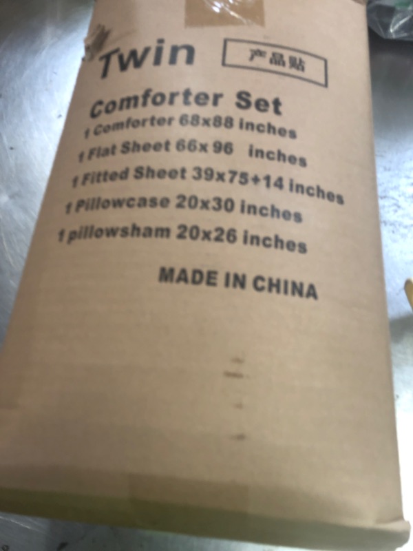 Photo 1 of TAIMIT Slate Blue Twin Size Comforter Set - 5 Pieces, Bed in a Bag Bedding Sets with All Season Soft Quilted Warm Fluffy Reversible Comforter,Flat Sheet,Fitted Sheet,1 Pillow Shams,1 Pillowcases