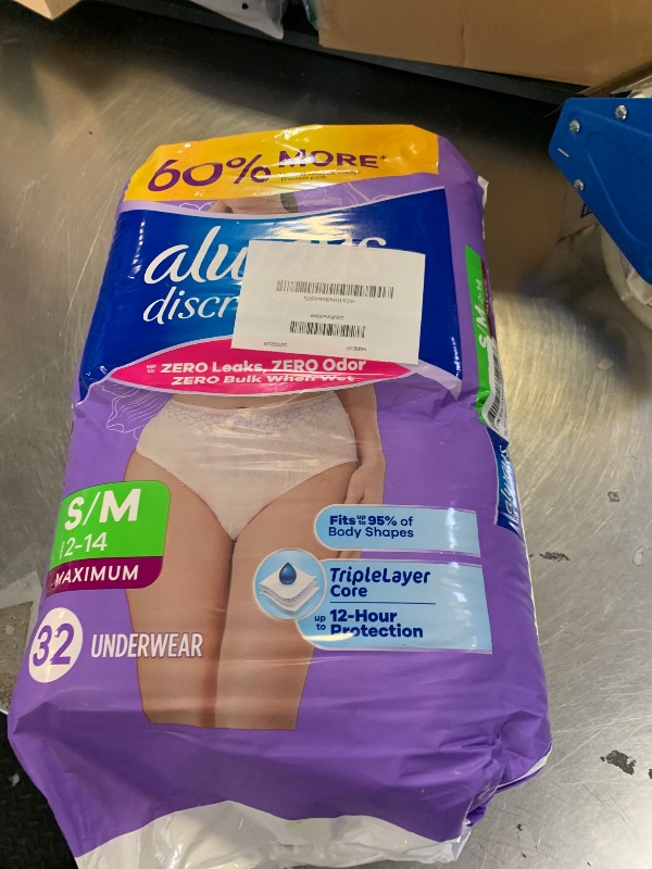 Photo 1 of Always Discreet Adult Diapers for Women, Incontinence Underwear, Postpartum Essentials, Disposable Briefs, Max Absorbency, Bladder Leak Protection, Small/Medium, 32ct