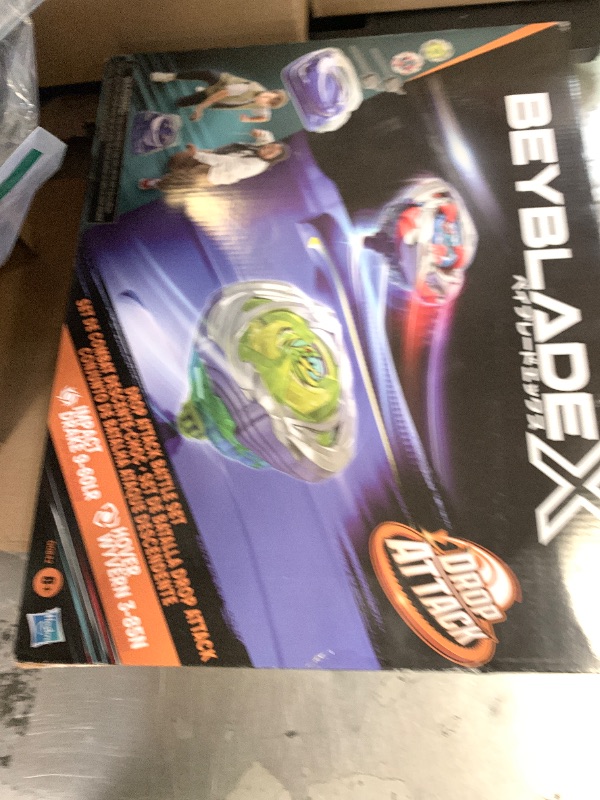 Photo 1 of Beyblade X Drop Attack Battle Set with Beystadium Arena, 2 Takara Tomy Tops & Launchers, Impact Drake 9-60LR & Hover Wyvern 3-85N, Battling Game Toys, Ages 8+
