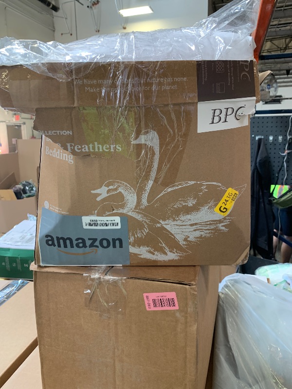 Photo 1 of BPC Organic Feather Down Comforter Full/Queen Size, Hotel-Luxury Fluffy Duvet Insert with 100% Cotton Cover and Puffy Feather Down Filling for All-Season, Ivory White, 82x86 Inches