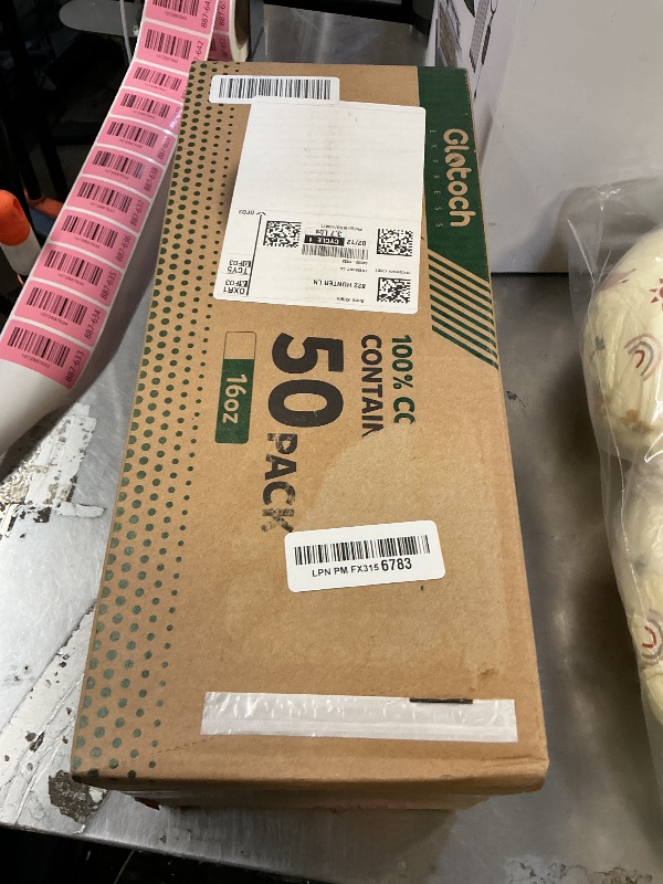 Photo 1 of 100 Piece (50 Pack) Meal Prep Bowl Containers with Lids, Cornstarch Round Food Containers for Lunch Salad Deli Soup, BPA Free Plant-based Take Out Containers Microwave & Freezer Safe, 16 oz