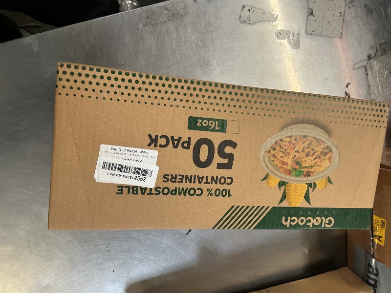 Photo 1 of 100 Piece (50 Pack) Meal Prep Bowl Containers with Lids, Cornstarch Round Food Containers for Lunch Salad Deli Soup, BPA Free Plant-based Take Out Containers Microwave & Freezer Safe, 16 oz