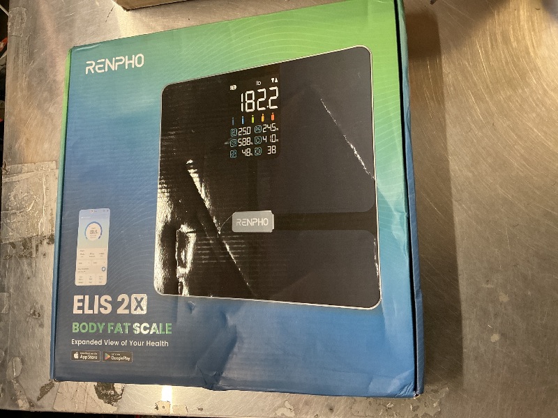 Photo 1 of RENPHO Scale for Body Weight, Smart Scale with BMI, Body Fat, Muscle Mass, Bluetooth, 13 Metrics with Large Display, Support App Connection, Black, Elis 2X