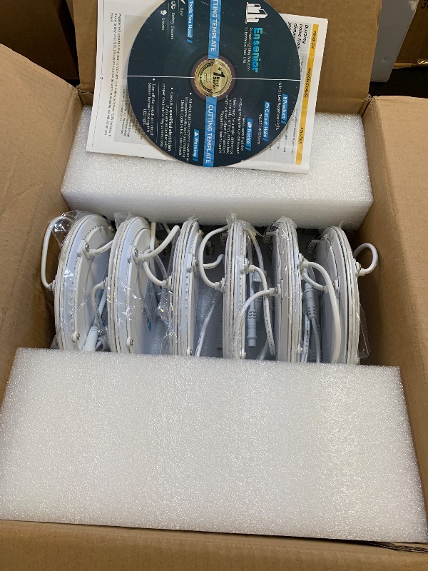 Photo 1 of Ensenior 12 Pack 6 Inch LED Recessed Ceiling Light, Dimmable, 2700K-5000K 5CCT, 1200LM 12W 120V, High Brightness Canless Wafer Downlight - ETL&FCC&IC