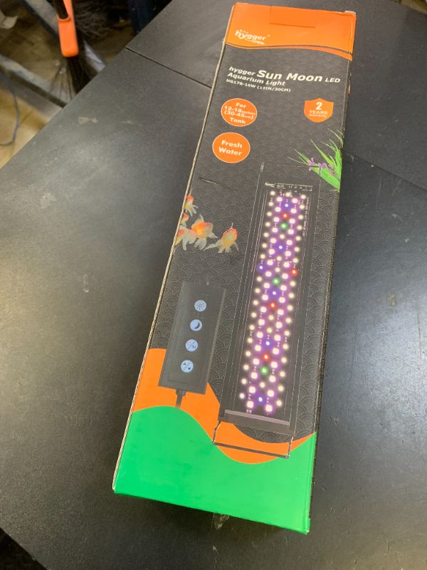 Photo 1 of hygger Sun Moon LED Aquarium Light, Full Spectrum Fish Tank Light Day-Night Dual Timer, Adjustable 6 Timer 10 Brightness 8 Colors for Planted Freshwater Tank (16W for 12~18in Long Tank)