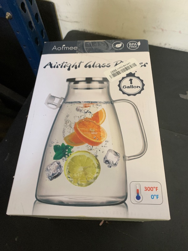 Photo 1 of 1 Gallon 128oz Glass Pitcher,Water Pitcher with Full Seal Lid and Spout, Glass Carafe for Hot/Cold Drink, Water Jug for Iced Tea, Coffee, Juice, Milk, Beverage