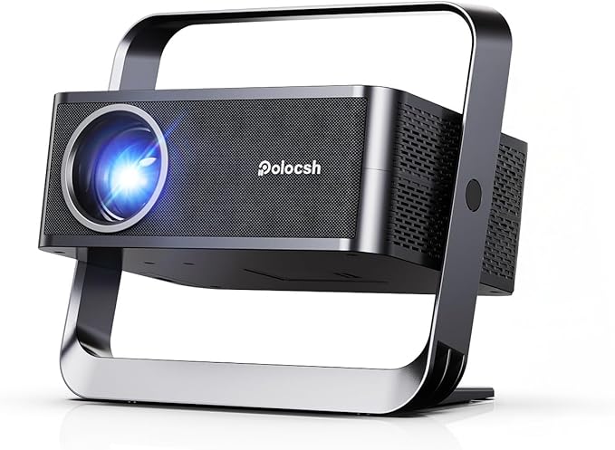 Photo 1 of Polocsh 4K Smart Projector with WiFi and Bluetooth , 1080P Native Full HD Portable Mini Projector for Bedroom, Built-in Apps, 2s Auto Keystone , 270° Rotation for Home Outdoor Movies