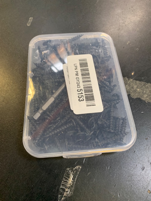 Photo 1 of #10 x 1 (100 PCS) Modified Truss Head Wood Screws, Phillips Drive Quick Metal Self Tapping Screws, Black Coating, Full Thread, Screwdriver Bit Included