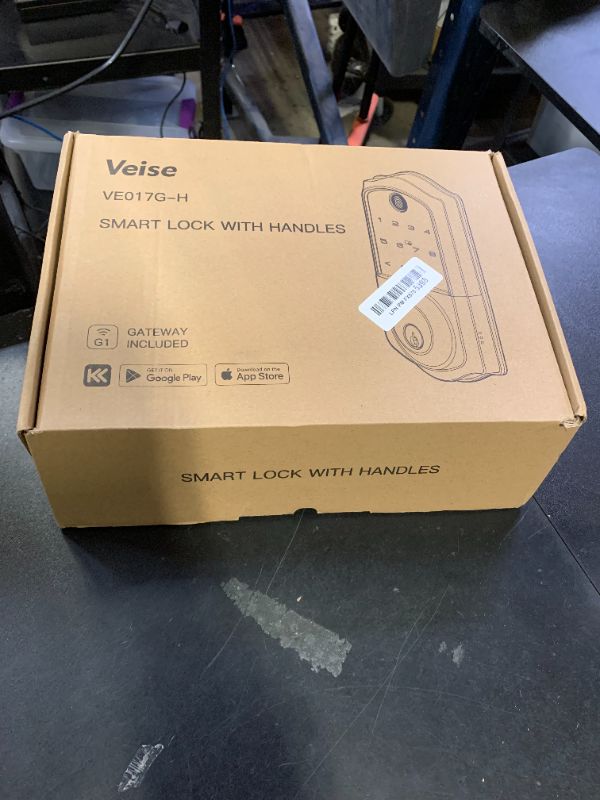 Photo 1 of Veise VE017G-H Wi-Fi Smart Fingerprint Front Door Lock Set, Remote App Control, Keyless Entry Deadbolt with Handle, Backlit Keypad, IP55 Weatherproof, Auto Lock, Easy to Install, Matte Black