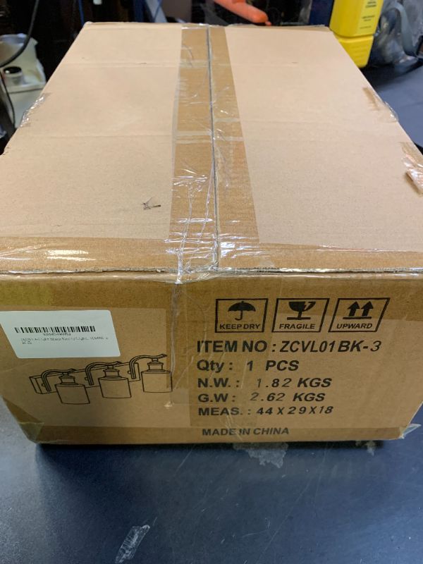 Photo 1 of JAZAVA 3-Light Black Bathroom Light Fixture Over Mirror, Modern Vanity Light, Clear Glass Wall Sconce, VL01BK-3