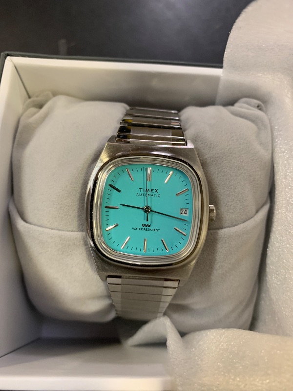 Photo 1 of Timex Men's E Line 34mm Watch - Stainless Steel Expansion Band Blue Dial Stainless Steel Case