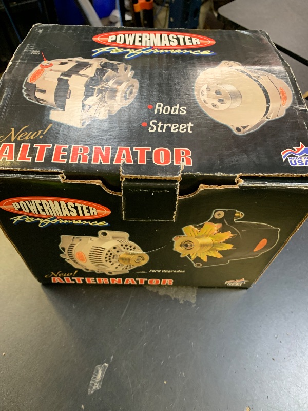 Photo 1 of Powermaster Alternator, GM Original Look, 12SI, 100 amps, 12V, 1-Wire / 3-Wire, Single V-Belt Pulley, Straight Mount, Aluminum Case, Chrome, GM, Each