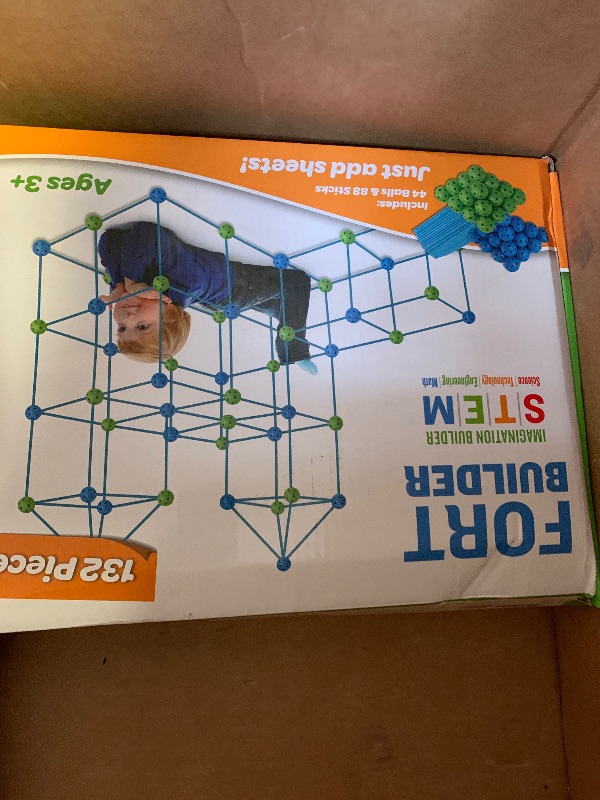 Photo 1 of **********MISSING PARTS*******
FUNbelievable! 132 Piece Fort Building Kit - Indoor Play Engineering Set with Connecting Sticks & Balls - Creative STEM Building Toys for Kids Play Spaces, Tents & Hideouts