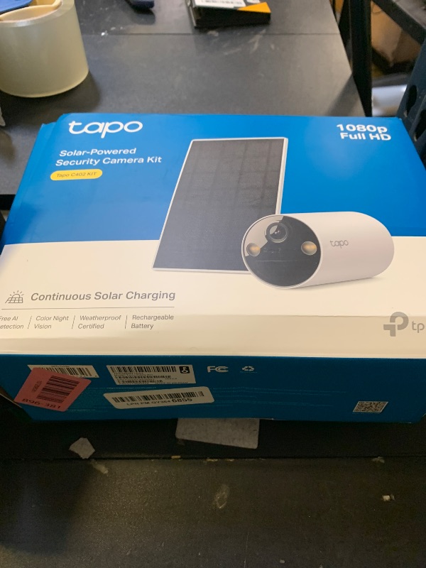 Photo 1 of **INCOMPLETE** Tapo SolarCam 1080p Outdoor Wireless Security Camera - Battery Power with Solar, Person Detection, Subscription-Free Local Storage or Optional Cloud, Works with Alexa & Google Assistant, C402 KIT