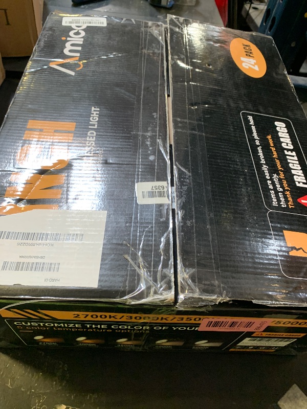 Photo 1 of Amico 24 Pack 4 Inch 5CCT Ultra-Thin LED Recessed Ceiling Light with Junction Box, 2700K/3000K/3500K/4000K/5000K Selectable, 10W Eqv 60W, Dimmable Can Light, 800LM High Brightness Downlight - ETL&FCC