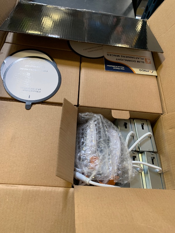 Photo 1 of Amico 24 Pack 4 Inch 5CCT Ultra-Thin LED Recessed Ceiling Light with Junction Box, 2700K/3000K/3500K/4000K/5000K Selectable, 10W Eqv 60W, Dimmable Can Light, 800LM High Brightness Downlight - ETL&FCC