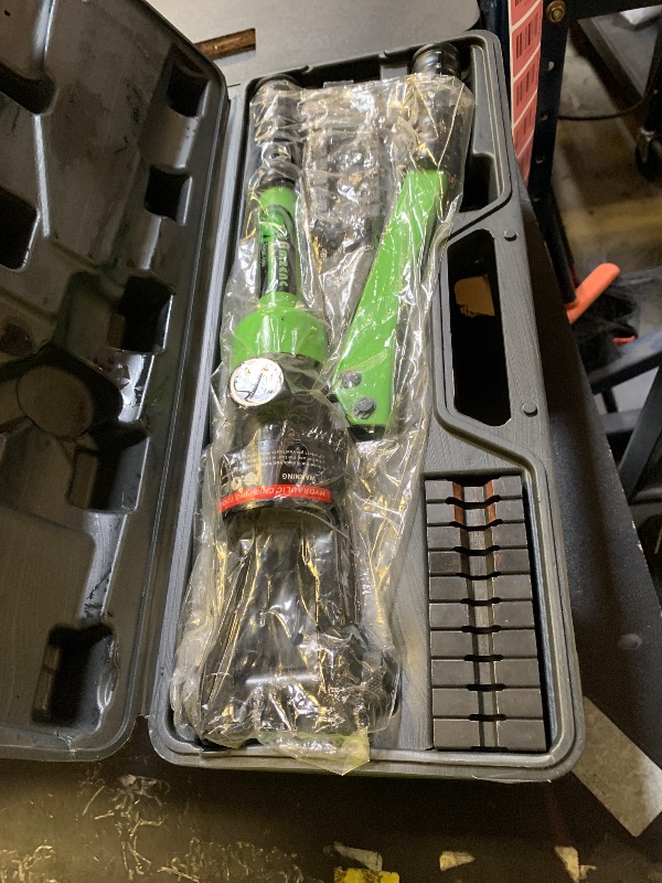 Photo 1 of AMZCNC 16 Ton Hydraulic Wire Crimper Battery Cable Lug Terminal Crimping Tool WIth Standard US cable Dies,Crimps 6 AWG to 600 MCM, Cable Crimping Tool ?with 13 Pairs of Standard US cable Dies