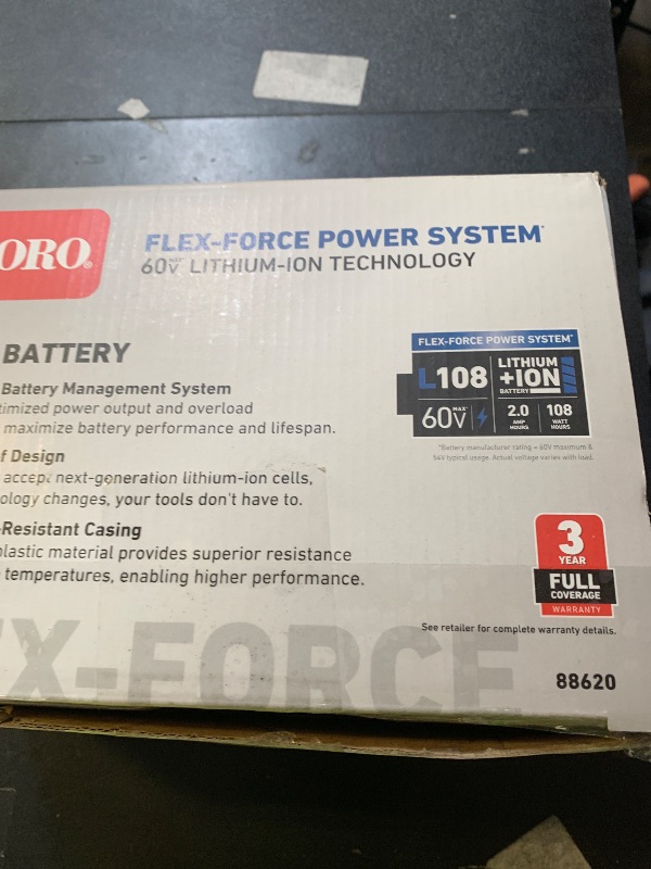 Photo 1 of Toro 60V MAX* Flex-Force 2.0Ah Lithium-Ion Battery