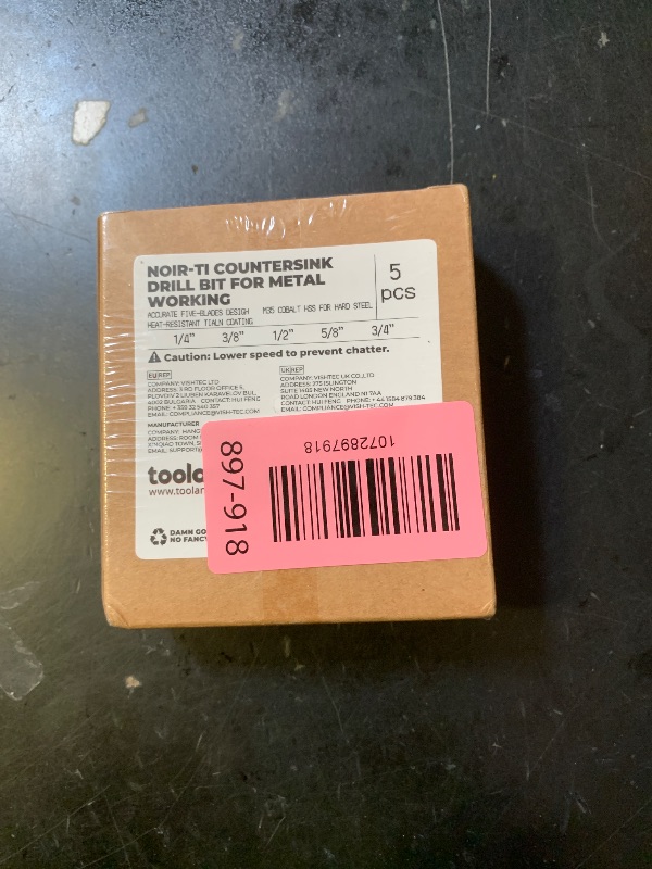 Photo 1 of toolant Noir-Ti Cobalt Countersink Drill Bit Set(Pro), Titanium Aluminum Nitride Coated with Quick Change Hex Shank, 5-Piece 1/4" - 3/4"