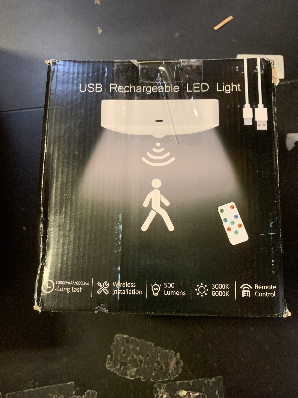 Photo 1 of Motion Sensor Rechargeable Ceiling Light Indoor/outdoor with Remote, Wireless Battery Operated Rechargeable Sensor Light for Closet, Garage, Hallway, 3000K-6000K Battery Powered Shower Lights, 2 Pack