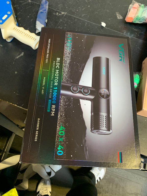 Photo 1 of VGR 401 Negative Ionic Hair Dryer, Professional BLDC Motor Blow Dryer for Fast Drying, LED Display Low Noise Thermo and RPM-Control Hairdryer, Travel with Magnetic 1 Diffuser & 2 Nozzle, Black