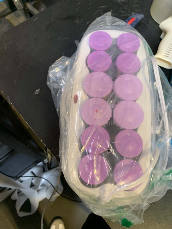 Photo 1 of **INCOMPLETE, MISSING CLIPS** Conair Hot Rollers for Long, Medium & Short Hair, 12 Ceramic Flocked 1½-Inch and 1¾-Inch Heated Hair Rollers with Clips, Hot Curlers for Women, Volume & Curls, Amazon Exclusive