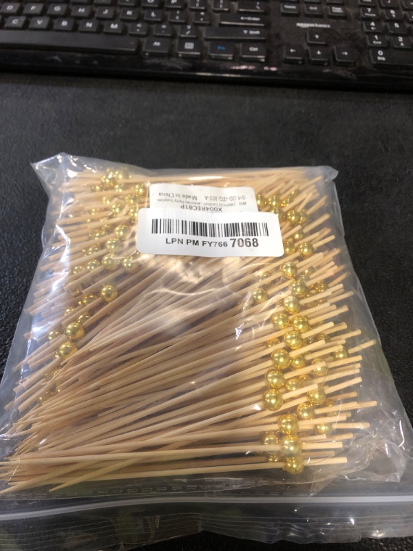 Photo 1 of [300PCS] Cocktail Picks, Fancy Toothpicks for Appetizers Drinks Food Fruit, 4.7 IN Long Decorative Bamboo Skewers, Gold Pearl Wooden Garnish Sticks for Charcuterie Boards Accessories Party Supplies