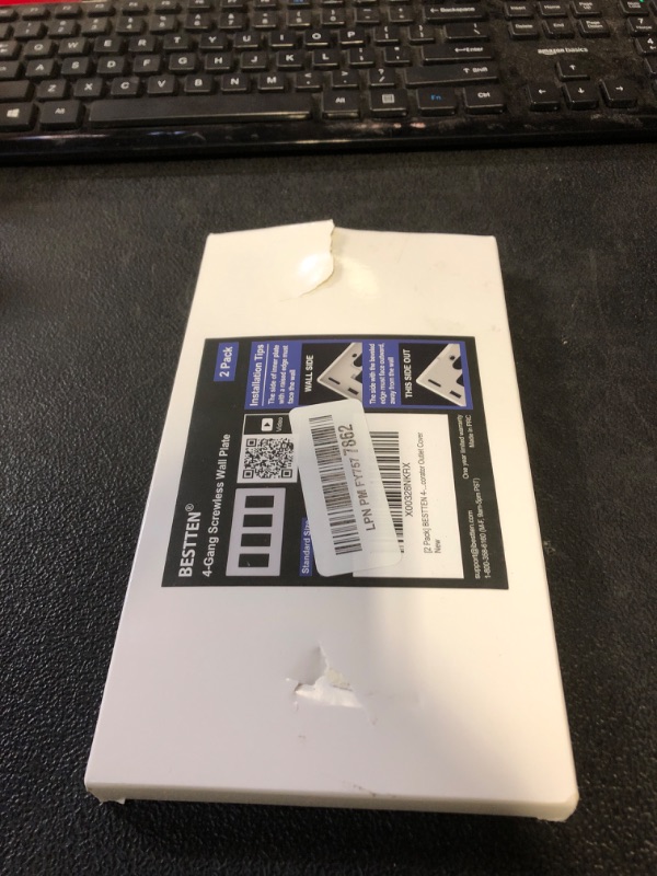 Photo 1 of (2 Pack) BESTTEN USWP6 Matte Snow White 4-Gang Screwless Wall Plate, Decorator Outlet Cover, for Light Switch, Dimmer, USB, GFCI, Receptacle, H4.69” x W8.35”