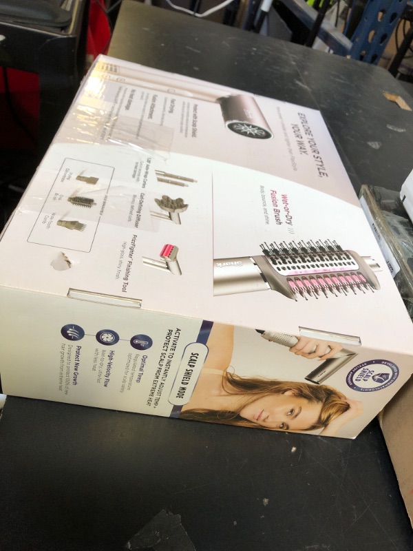 Photo 1 of Shark FlexFusion Hair Dryer with Fusion Hair Brush, Diffuser, Ceramic Air Styler with Auto-Wrap Hair Curlers, Ceramic Plates, Metallic Mist HD642