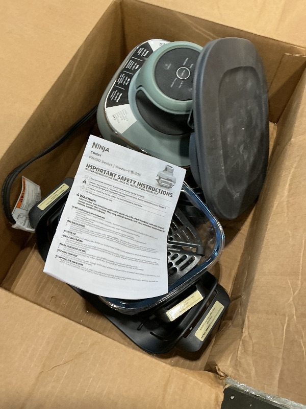 Photo 1 of **Untested**
Ninja Crispi 4-in-1 Glass Air Fryer | 450°F | Non-Toxic | 4QT & 6-Cup Glass Containers w/Lids | Microwave, Freezer, Dishwasher Safe | Max Crisp, Air Fry, Bake, Recrisp | Green | FN101SG