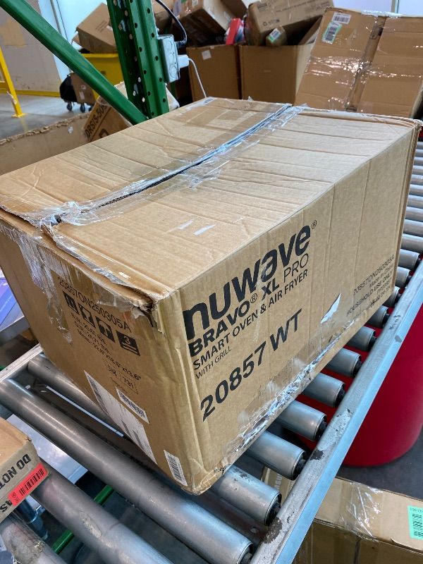 Photo 1 of *MAJOR DAMAGE*
Nuwave Bravo XL Pro Air Fryer Toaster Oven with Grill Combo, 2025 New Ultra-Fast Convection System, 35% Crispier, 2X More Even, 142 Presets, 50-500F, Smarter Probe, PFAS Free, 30QT, Stainless Steel