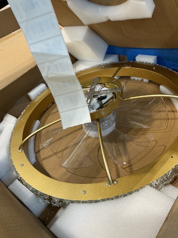 Photo 1 of ***UPDATED 5/2***Aipsun Low Profile Modern Crystal Chandelier Ceiling Fans with Lights and Remote, 3000K-6500K Smart Bladeless LED Fan Light, 26" Gold Modern Ceiling Fans with Lights for Bedroom