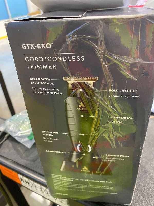 Photo 1 of **UNTESTED**
Andis 74150 GTX-EXO Professional Cord/Cordless Lithium-ion Electric Beard & Hair Trimmer with Charging Stand, Black