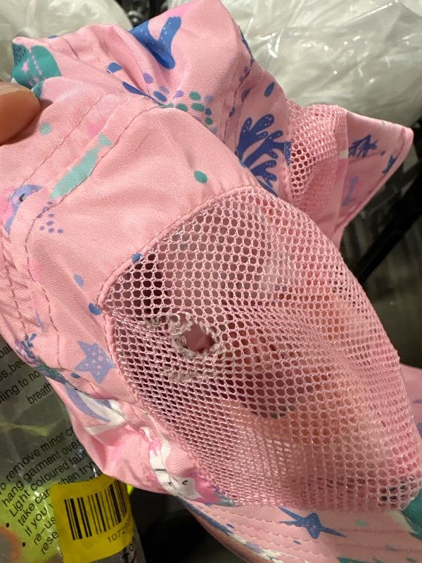 Photo 1 of **DAMAGED**
Kids Summer Sun Hat with Neck Flap - Lightweight Beach Hat for Girls, Beach & Outdoor Play (4-12 Years) (Pink)