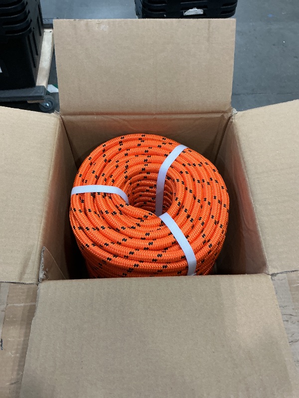 Photo 1 of 1/2in 150ft Orange Double Braided Cord Polyester Rope Heavy Duty Line for Tree Work Suitable Outdoor Use