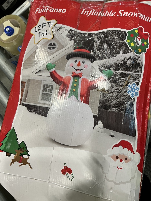 Photo 1 of 
FunFanso 12 FT Christmas Inflatable Giant Snowman Outdoor Decorations Blow up Snow Man Wear Magic Hat & Red Su