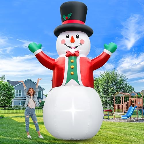 Photo 1 of 
FunFanso 12 FT Christmas Inflatable Giant Snowman Outdoor Decorations Blow up Snow Man Wear Magic Hat & Red Su