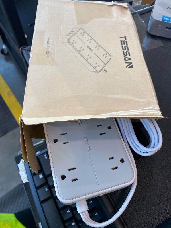 Photo 1 of **UNTESTED**
TESSAN Power Strip Surge Protector, 10FT Flat Plug Extension Cord with 8 Outlets 3 USB Charger(1 USB C), 1080 Joules Protection, Wall Mountable Charging Station for Home Office Dorm, Gray