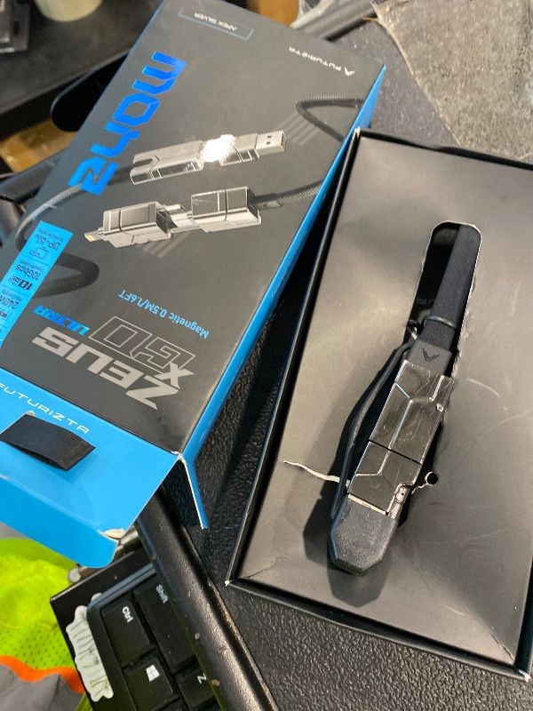 Photo 1 of **UNTESTED**
Futurizta Tech® Zeus-X Go Ultra 6 in 1 Keychain Universal Cable 240W 10Gbps USB3.1 USB-C, Lightning, Micro-USB, USB-A (Apex Silver, 0.5m/1.64ft)