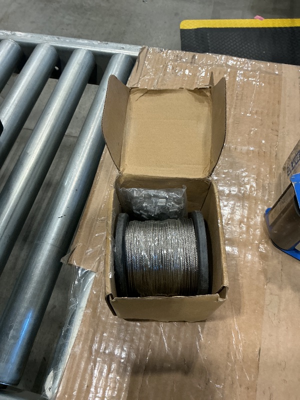 Photo 1 of 1/16" Wire Rope,328FT Stainless Steel Cable with 150Pcs Crimping Sleeves,7x7 368lbs Breaking Strength for Garden Wire,Aircraft Cable