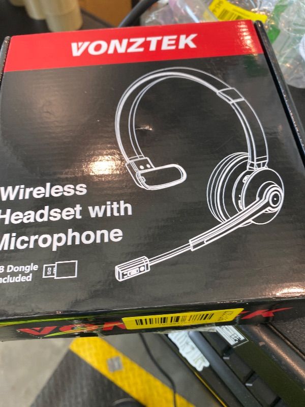 Photo 1 of **UNTESTED**
Vonztek Wireless Headset with Microphone Noise Cancelling, 5.0 Bluetooth Headset with Mic Mute & USB Dongle, Wireless Headphones for Cell Phone PC Computer Call Center Office Teams Work Meetings