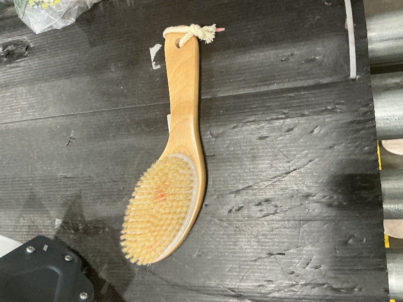 Photo 1 of 100% Natural Boar Bristle Body Brush with Contoured Wooden Handle by TOUCH ME