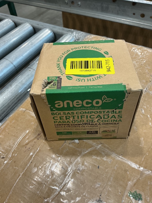 Photo 1 of (Include 10 Bonus Bags) ANECO 100% Compostable Waste Bags 2.6 Gallon, Extra Thick Kitchen Small Compost Bags for Countertop Bin, 110 Count (100 + 10 Extra)